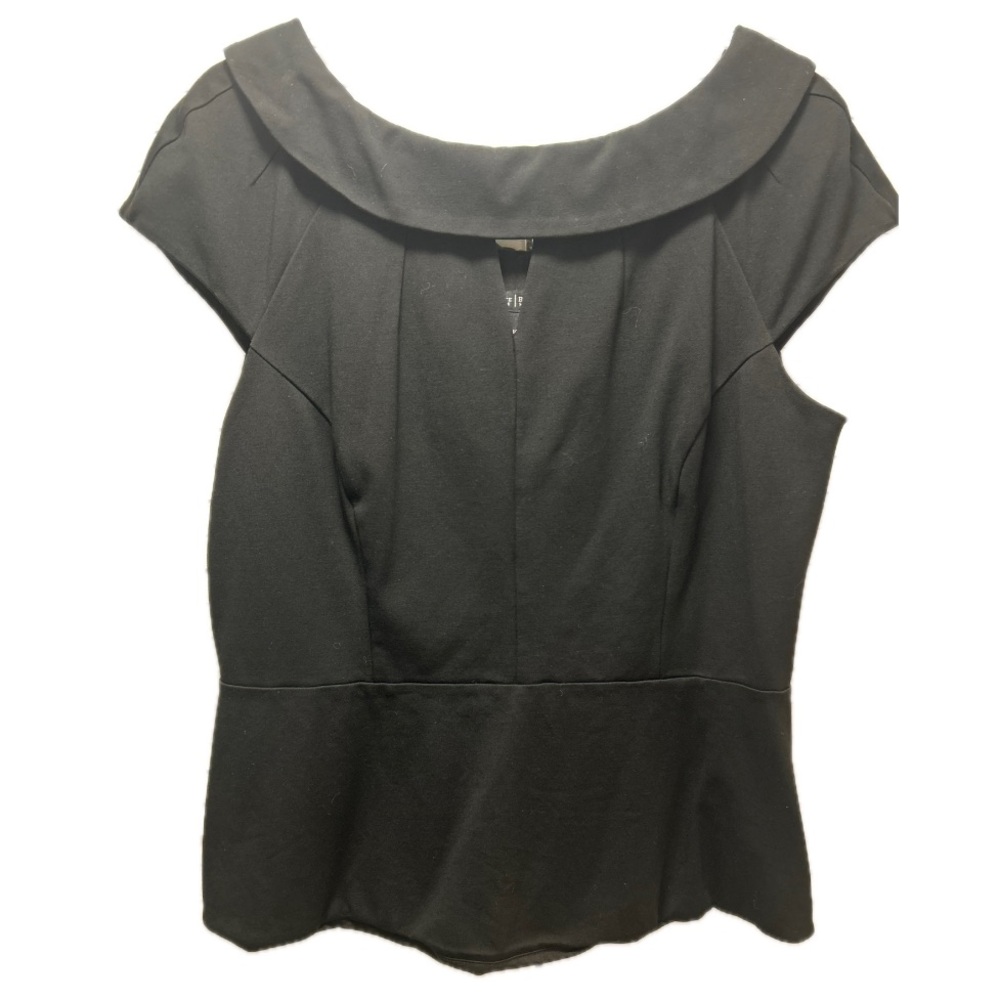 White House Black Market Collared Peplum Cap Sleeved Blouse, Size 14